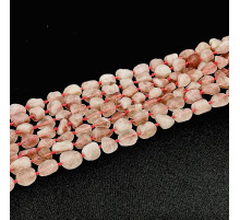 Нить кварц розовый галтовка матовая 10*15мм