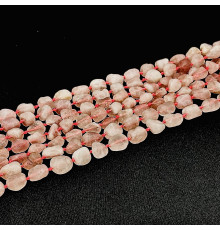 Нить кварц розовый галтовка матовая 10*15мм