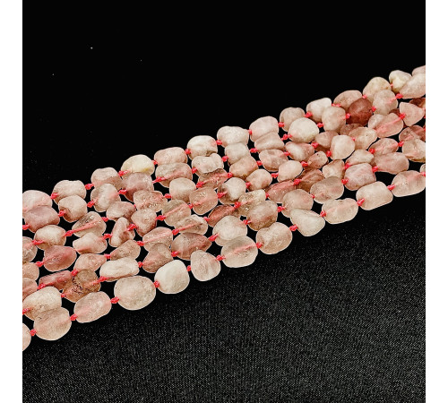 Нить кварц розовый галтовка матовая 10*15мм