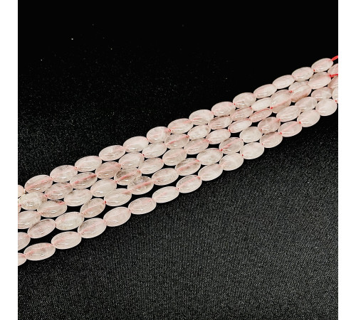 Нить кварц розовый овал 10*14мм