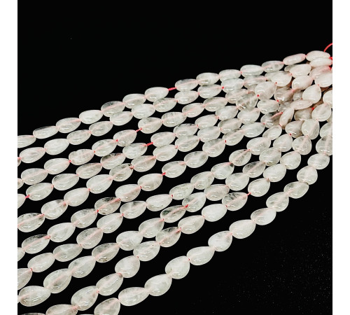 Нить кварц розовый капля 10*14мм