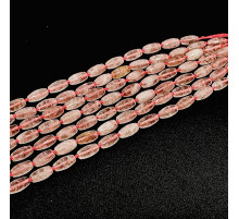 Нить кварц розовый бочонок грань 8*15мм