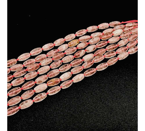 Нить кварц розовый бочонок грань 8*15мм