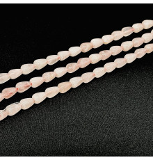 Нить кварц розовый капля 10*15мм