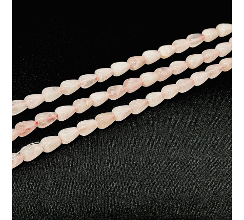 Нить кварц розовый капля 10*15мм