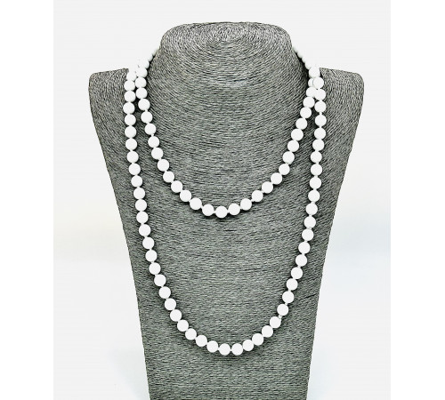 Бусы агат кахолонг белый прессованный 8мм