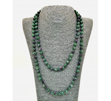 Бусы цоизит зелено-розовый 8мм