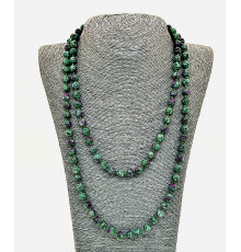 Бусы цоизит зелено-розовый 8мм