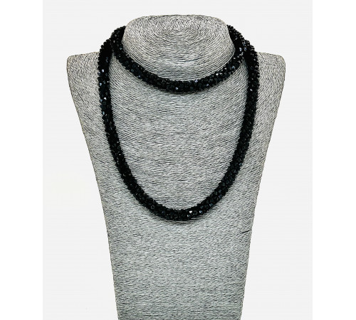 Бусы-жгут алмазное стекло черный биконус грань 4мм