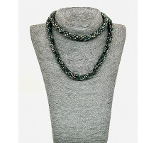 Бусы-жгут алмазное стекло зеленый биконус грань 4мм