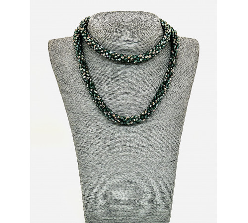 Бусы-жгут алмазное стекло зеленый биконус грань 4мм