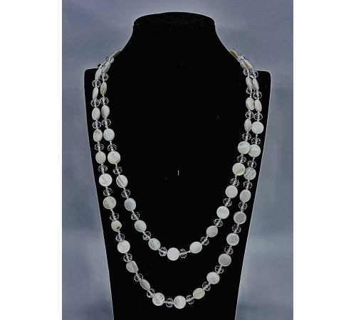 Бусы перл, алмазное стекло белый 11, 8мм