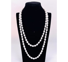 Бусы пресноводный жемчуг белый 8*10мм