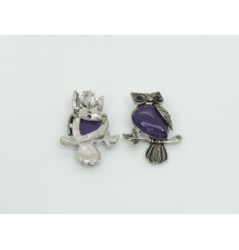 Брошь сова аметист фиолетовый 24*50мм