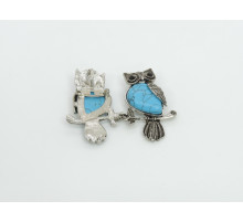 Брошь сова бирюза голубая  имитация 24*50мм