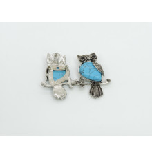 Брошь сова бирюза голубая  имитация 24*50мм