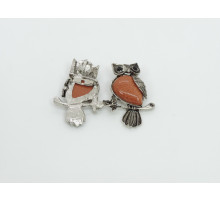 Брошь сова авантюрин коричневый синтетический 24*50мм