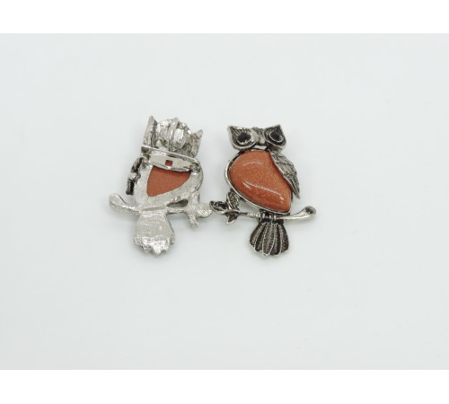 Брошь сова авантюрин коричневый синтетический 24*50мм