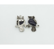 Брошь сова авантюрин синий синтетический 24*50мм