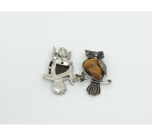 Брошь сова тигровый глаз 24*50мм