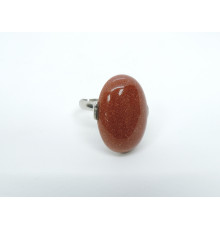 Кольцо авантюрин коричневый синтетический овал 25*18мм