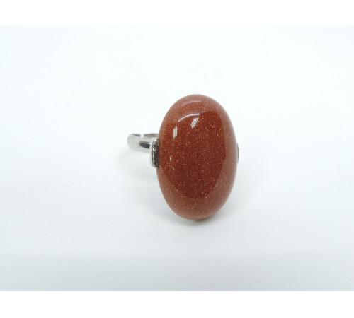 Кольцо авантюрин коричневый синтетический овал 25*18мм