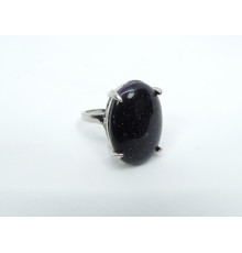 Кольцо авантюрин синий синтетический овал в лапке 25*18мм