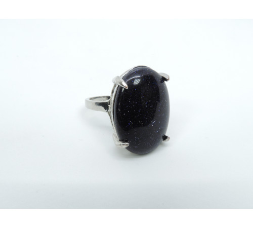 Кольцо авантюрин синий синтетический овал в лапке 25*18мм