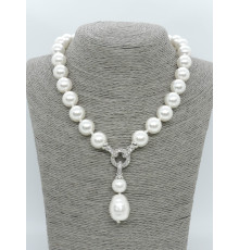 Бусы майорка белая шар 14мм с кулоном