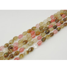 Нить кварц арбузный бочонок 12*8 мм