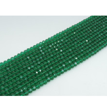 Нить алмазное стекло рондель грань тёмно-зелёный 8*6 мм