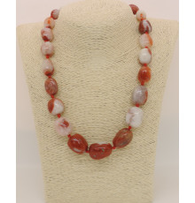 Бусы яшма красно-белая галтовка 24*16-15*14 мм