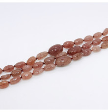 Нить кварц клубничный окат 8-16*11-26мм