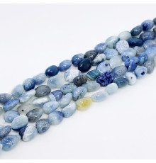 Нить агат тонированный светло синий окат 15*21мм