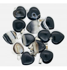 Кулон сердце агат черный 20*20мм