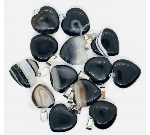 Кулон сердце агат черный 20*20мм