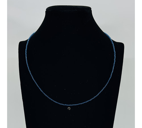 Бусы-чокер ювелирное стекло темный аквамарин 2мм - 45 см