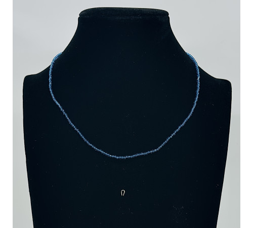 Бусы-чокер ювелирное стекло темный аквамарин 2мм - 38 см