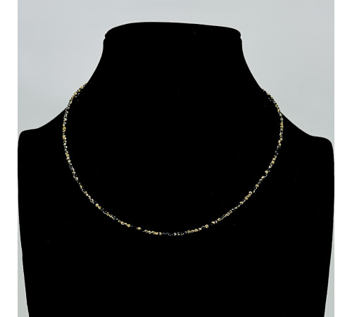 Бусы-чокер ювелирное стекло хамелеон золотисто-черный 2мм