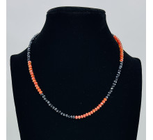 Бусы-чокер ювелирное стекло оранжевый с графитовым 4мм