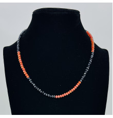 Бусы-чокер ювелирное стекло оранжевый с графитовым 4мм