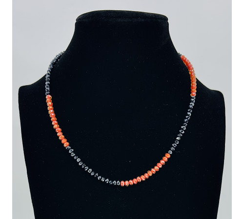 Бусы-чокер ювелирное стекло оранжевый с графитовым 4мм