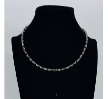 Бусы-чокер ювелирное стекло роуз шампань с черным 3,5*4мм