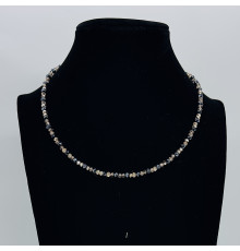 Бусы-чокер ювелирное стекло роуз шампань с черным 3,5*4мм