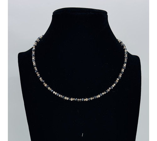 Бусы-чокер ювелирное стекло роуз шампань с черным 3,5*4мм