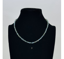 Бусы-чокер алмазное стекло хамелеон голубо-зеленый 3*4мм