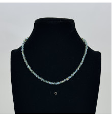 Бусы-чокер алмазное стекло хамелеон голубо-зеленый 3*4мм