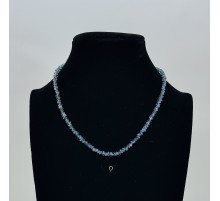 Бусы-чокер алмазное стекло хамелеон серо-голубой 3*4мм