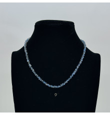 Бусы-чокер алмазное стекло хамелеон серо-голубой 3*4мм