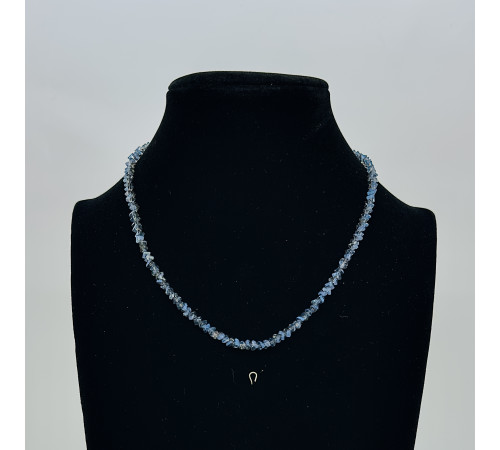 Бусы-чокер алмазное стекло хамелеон серо-голубой 3*4мм